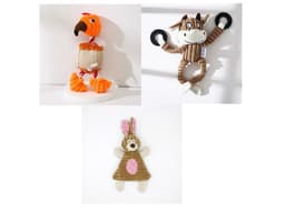 image-Pet Toy Donkey Shape Corduroy Chew Toy For Dogs Puppy Squeaker Squeaky Plush Bone Molar Dog Toy Pet Training Dog