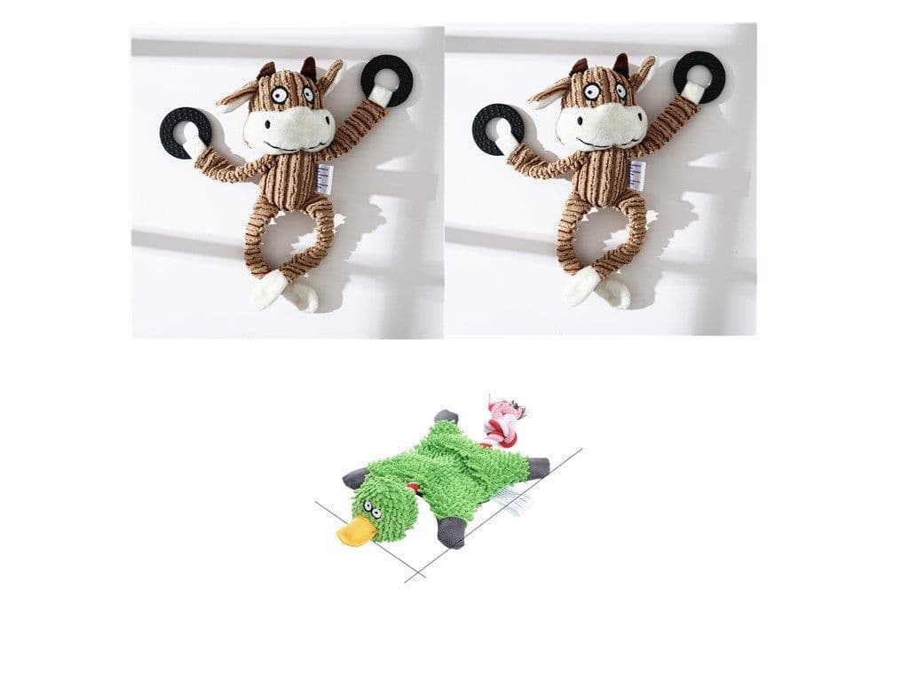 image-Pet Toy Donkey Shape Corduroy Chew Toy For Dogs Puppy Squeaker Squeaky Plush Bone Molar Dog Toy Pet Training Dog