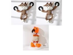 image-Pet Toy Donkey Shape Corduroy Chew Toy For Dogs Puppy Squeaker Squeaky Plush Bone Molar Dog Toy Pet Training Dog