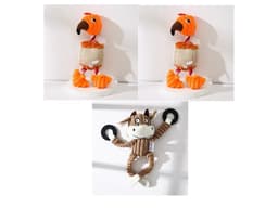 image-Pet Toy Donkey Shape Corduroy Chew Toy For Dogs Puppy Squeaker Squeaky Plush Bone Molar Dog Toy Pet Training Dog