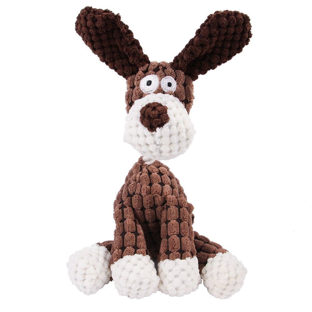 image-Pet Toy Donkey Shape Corduroy Chew Toy For Dogs Puppy Squeaker Squeaky Plush Bone Molar Dog Toy Pet Training Dog