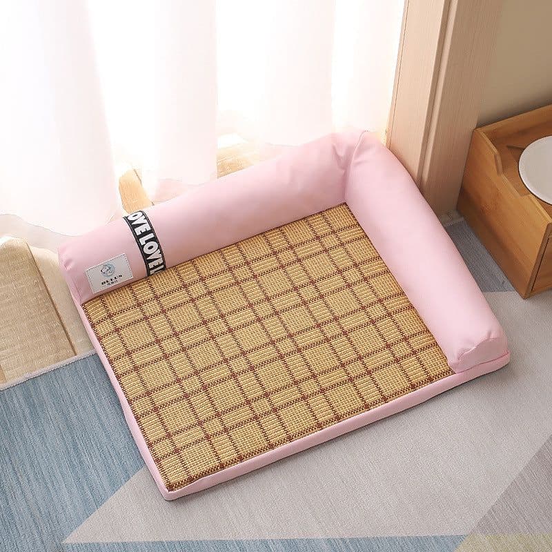 image-Summer Cooling Mats Cat Bed Dog Bed Dog Sofa Pet Mats Cat House Ice Pad Dog Sleeping Mats Cool Cold Bamboo Fiber Cat Bed