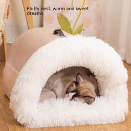 image-New Splice Portable Pet Nest Portable Autumn And Winter Warm Dog Nest Moisture-proof Long Fur Cat Nest Cross Border Pet Nest
