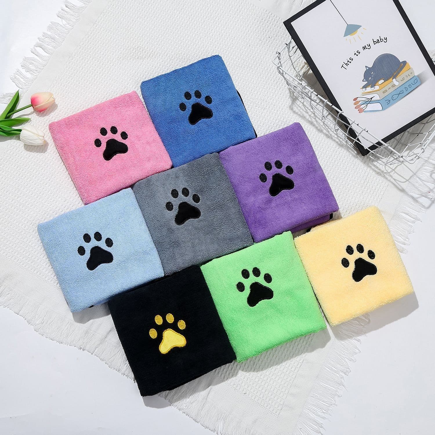 image-Dog Cat Quick-drying Bath Towel Soft Absorbent Coral Fleece Pet Bath Towel