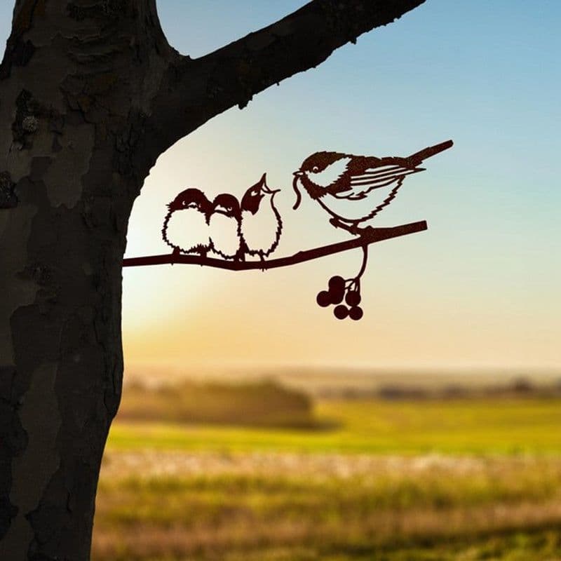 image-Bird Art Outdoor Garden Statues Backyard Lawn Stakes Metal Yard Decor Gift Garden Statues Decoration Ornament
