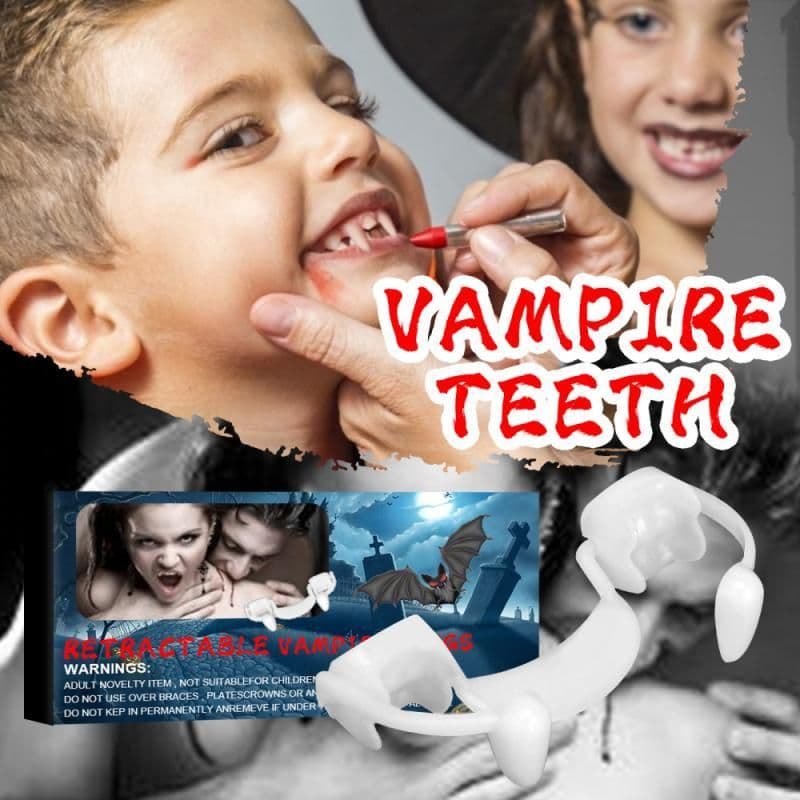 image-Halloween Vampire Dentures Halloween Retractable Vampire False Small Tiger Teeth Halloween Party DIY Cosplay Decorations
