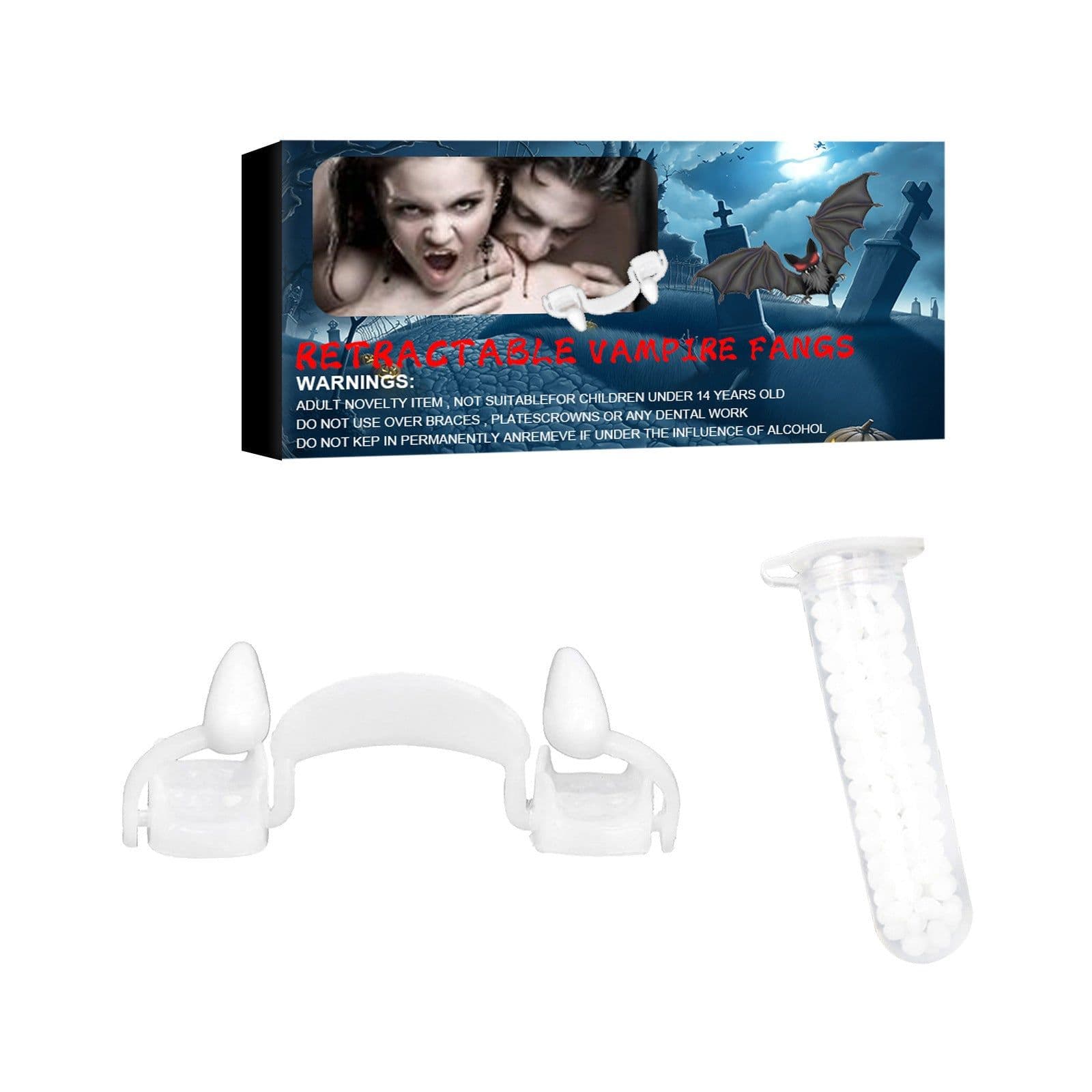 image-Halloween Vampire Dentures Halloween Retractable Vampire False Small Tiger Teeth Halloween Party DIY Cosplay Decorations