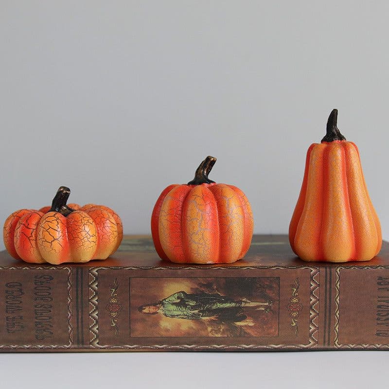 image-New Halloween Pumpkin Lantern Simulation Pumpkin LED Candle Lamp Resin Luminous Pumpkin