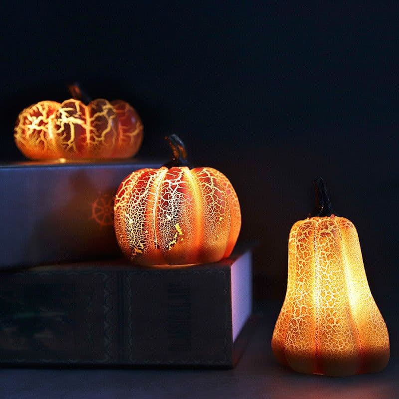 image-New Halloween Pumpkin Lantern Simulation Pumpkin LED Candle Lamp Resin Luminous Pumpkin