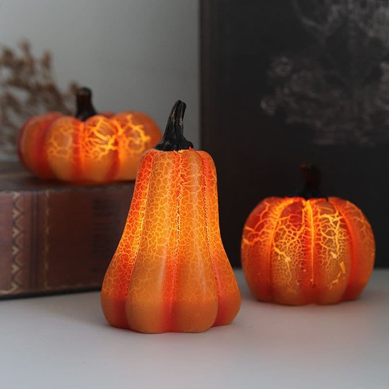 image-New Halloween Pumpkin Lantern Simulation Pumpkin LED Candle Lamp Resin Luminous Pumpkin