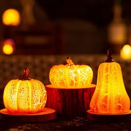 image-New Halloween Pumpkin Lantern Simulation Pumpkin LED Candle Lamp Resin Luminous Pumpkin