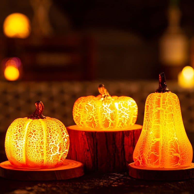 image-New Halloween Pumpkin Lantern Simulation Pumpkin LED Candle Lamp Resin Luminous Pumpkin