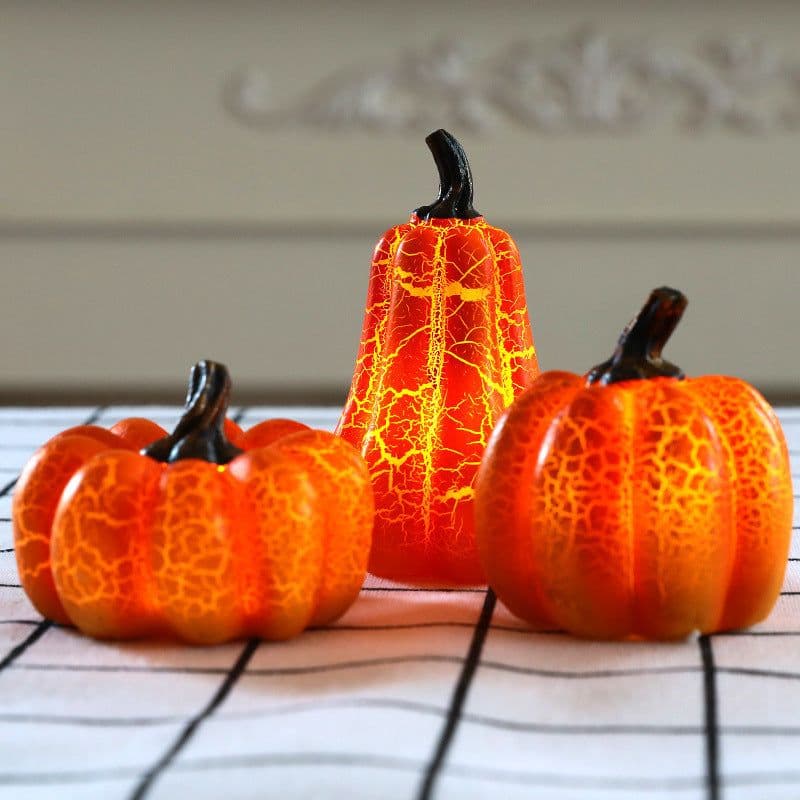 image-New Halloween Pumpkin Lantern Simulation Pumpkin LED Candle Lamp Resin Luminous Pumpkin