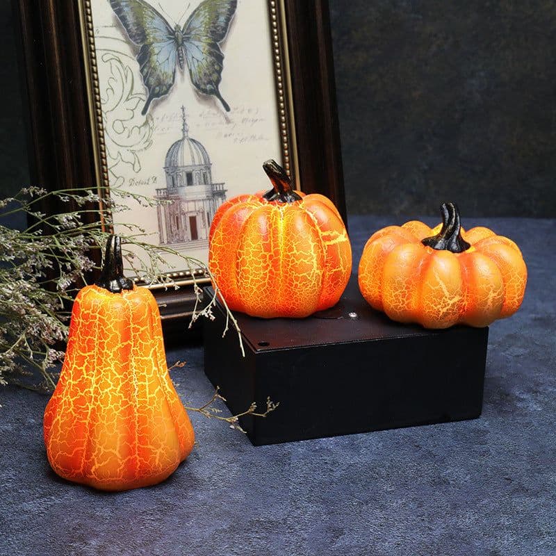 image-New Halloween Pumpkin Lantern Simulation Pumpkin LED Candle Lamp Resin Luminous Pumpkin