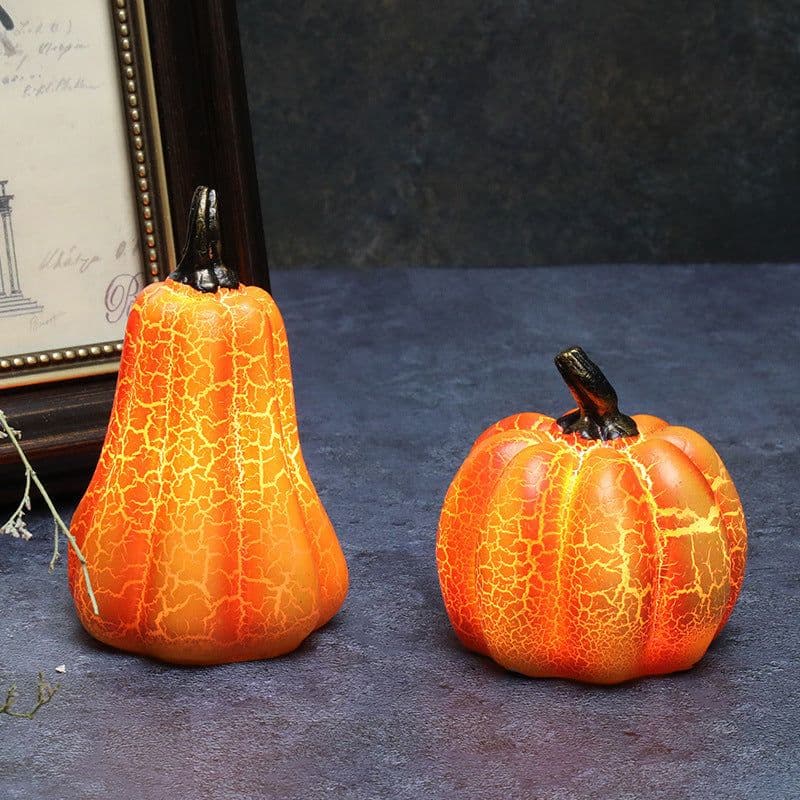 image-New Halloween Pumpkin Lantern Simulation Pumpkin LED Candle Lamp Resin Luminous Pumpkin