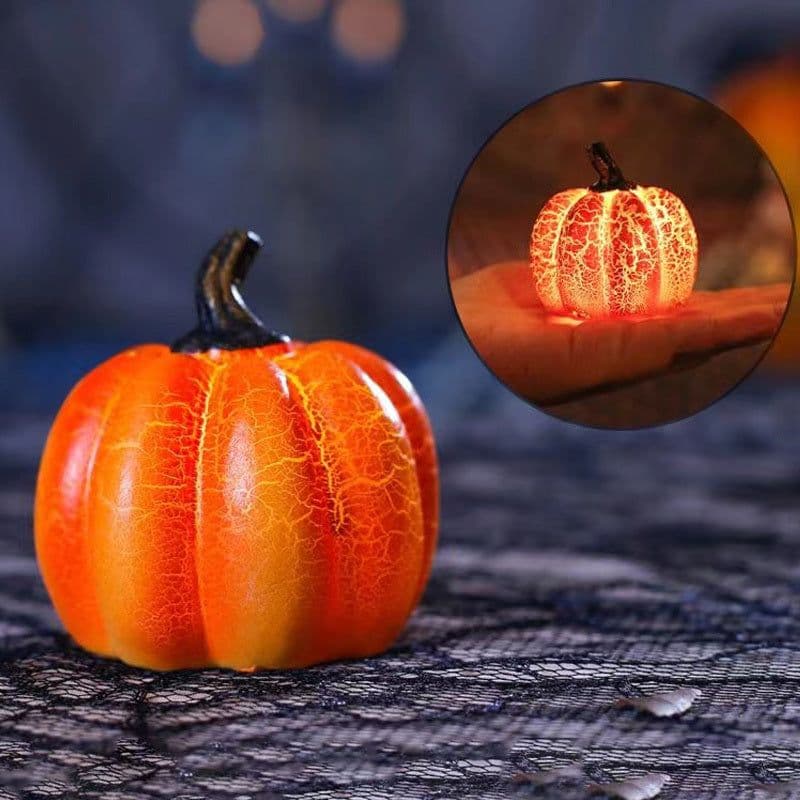 image-New Halloween Pumpkin Lantern Simulation Pumpkin LED Candle Lamp Resin Luminous Pumpkin