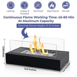 image-Indoor Fire Pit Mini Alcohol Lamp Fireplace Glass Table Accessories Personal Fireplace Indoor And Outdoor Camping Rectangle Fire Pit Alcohol Fireplace