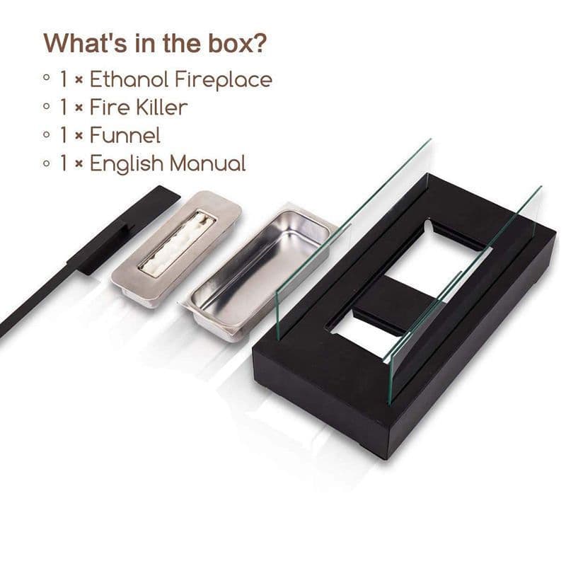 image-Indoor Fire Pit Mini Alcohol Lamp Fireplace Glass Table Accessories Personal Fireplace Indoor And Outdoor Camping Rectangle Fire Pit Alcohol Fireplace