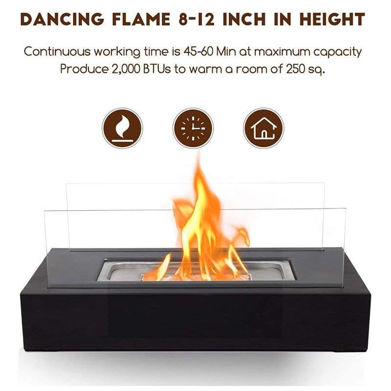 image-Indoor Fire Pit Mini Alcohol Lamp Fireplace Glass Table Accessories Personal Fireplace Indoor And Outdoor Camping Rectangle Fire Pit Alcohol Fireplace
