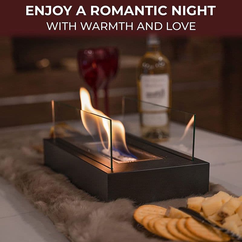 image-Indoor Fire Pit Mini Alcohol Lamp Fireplace Glass Table Accessories Personal Fireplace Indoor And Outdoor Camping Rectangle Fire Pit Alcohol Fireplace
