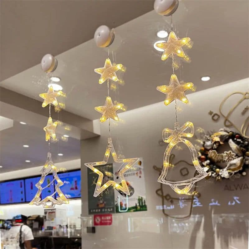 image-Christmas 3pcs LED Light Star Xmas Tree Hanging Sucker Lamp Window Ornaments Decoration For Home Xmas Navidad New Year Decor Christmas Decorations