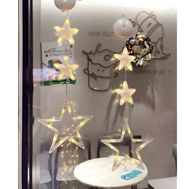 image-Christmas 3pcs LED Light Star Xmas Tree Hanging Sucker Lamp Window Ornaments Decoration For Home Xmas Navidad New Year Decor Christmas Decorations