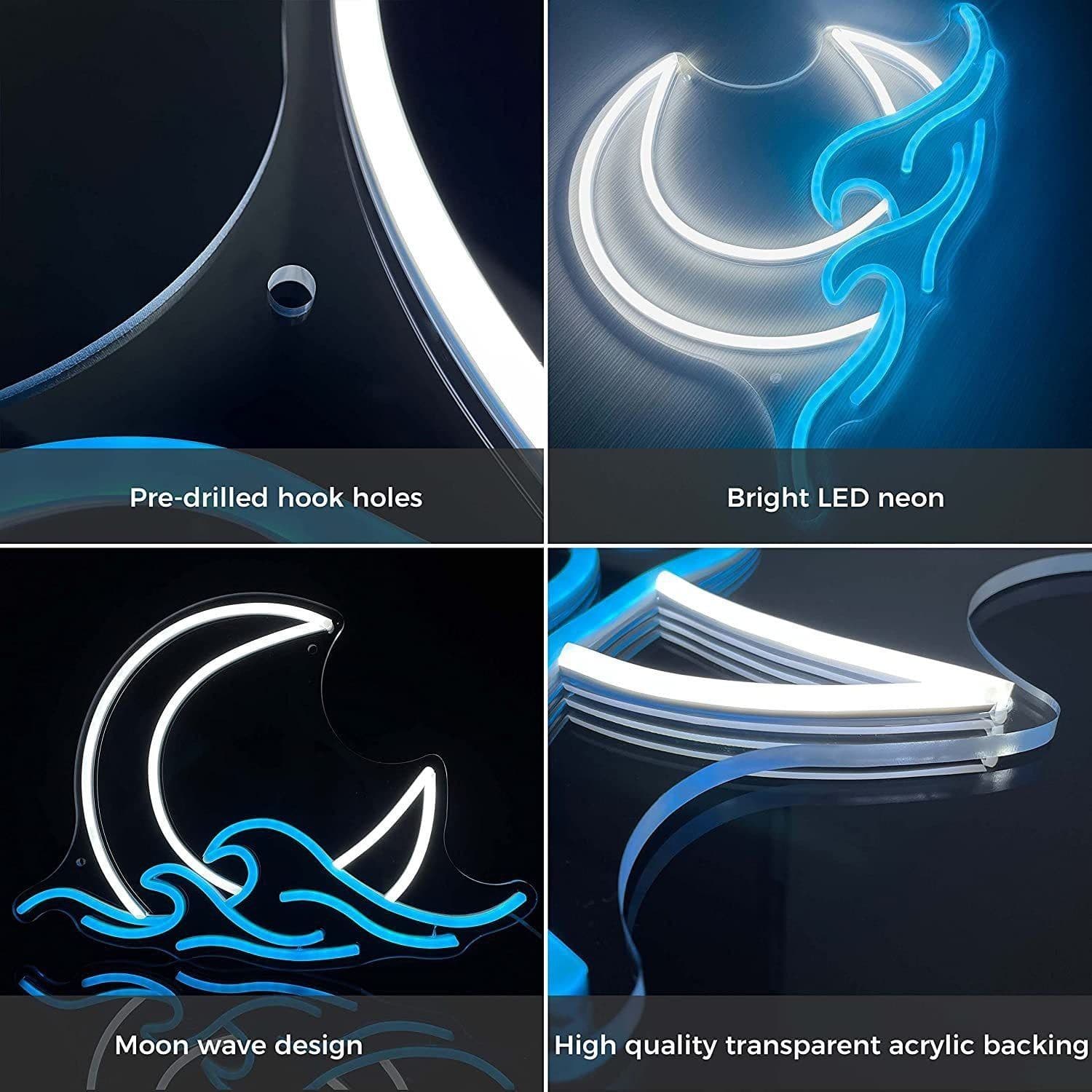 image-Bedroom Neon Moon Children's Room Decoration Small Night Lamp Warm Birthday Gift