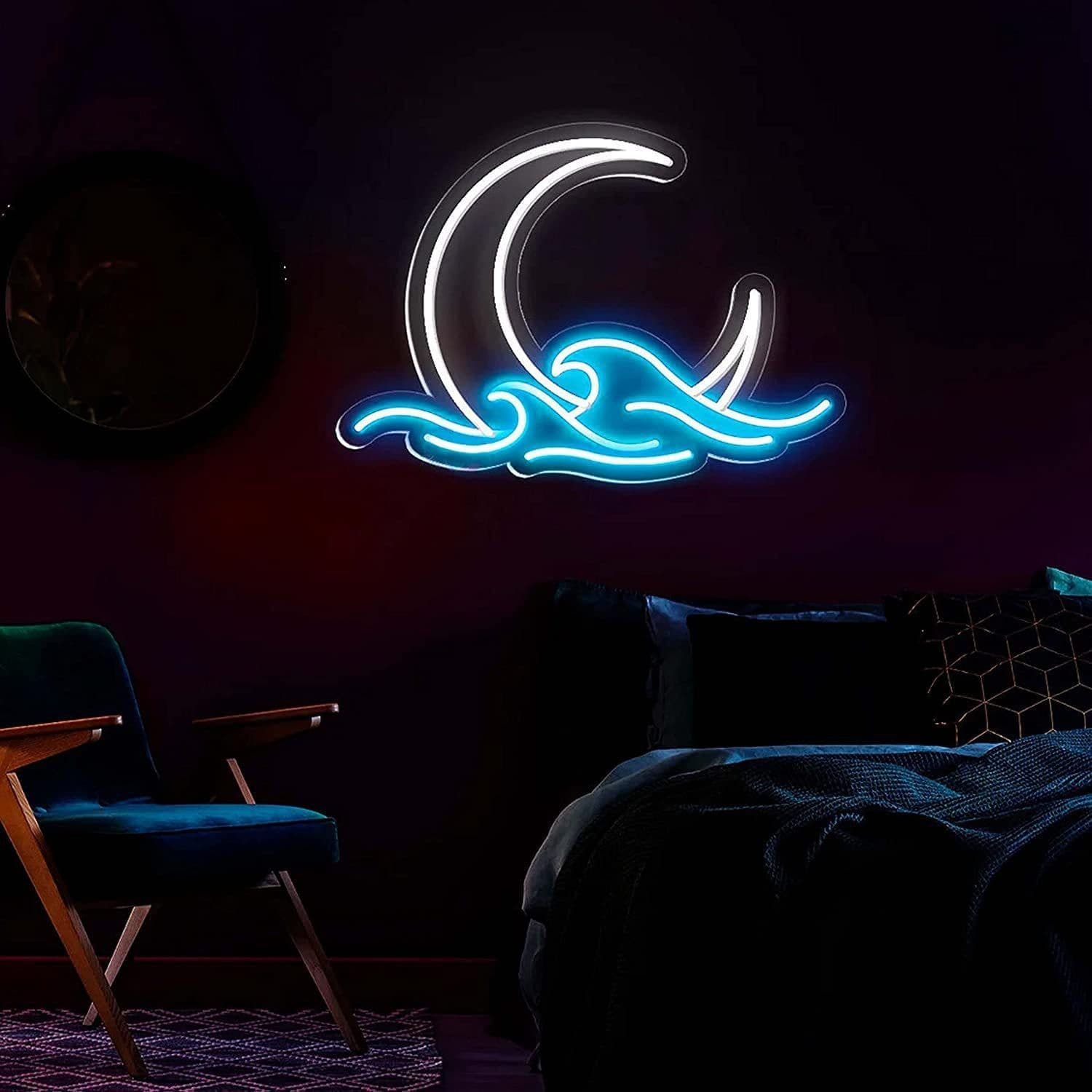 image-Bedroom Neon Moon Children's Room Decoration Small Night Lamp Warm Birthday Gift