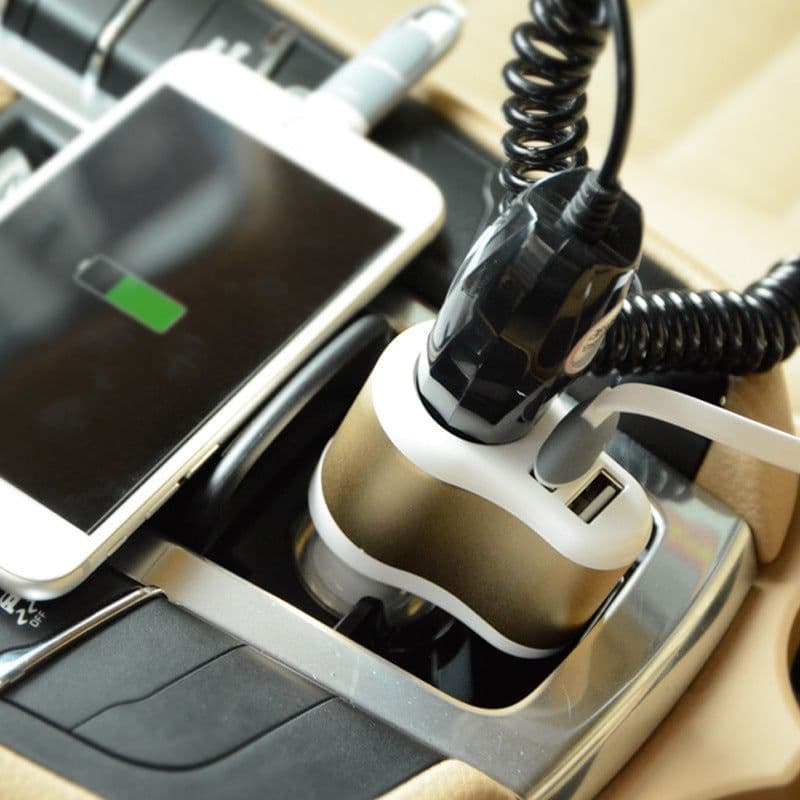 image-Car Charger One For Three Car Cigarette Lighter Dual Usb Fast Charge Transfer Interface Universal Smart Phone Car Charger