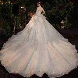 image-Wedding Evening Dress New Bride French Temperament Dream Long-sleeved Retro Big Tail