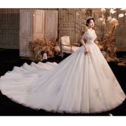 image-Wedding Dress Trailing Heavy Industry One-shoulder Bridal Temperament Female Forest Super Fairy Dream Starry Sky Skirt