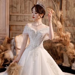 image-Wedding Dress Trailing Heavy Industry One-shoulder Bridal Temperament Female Forest Super Fairy Dream Starry Sky Skirt