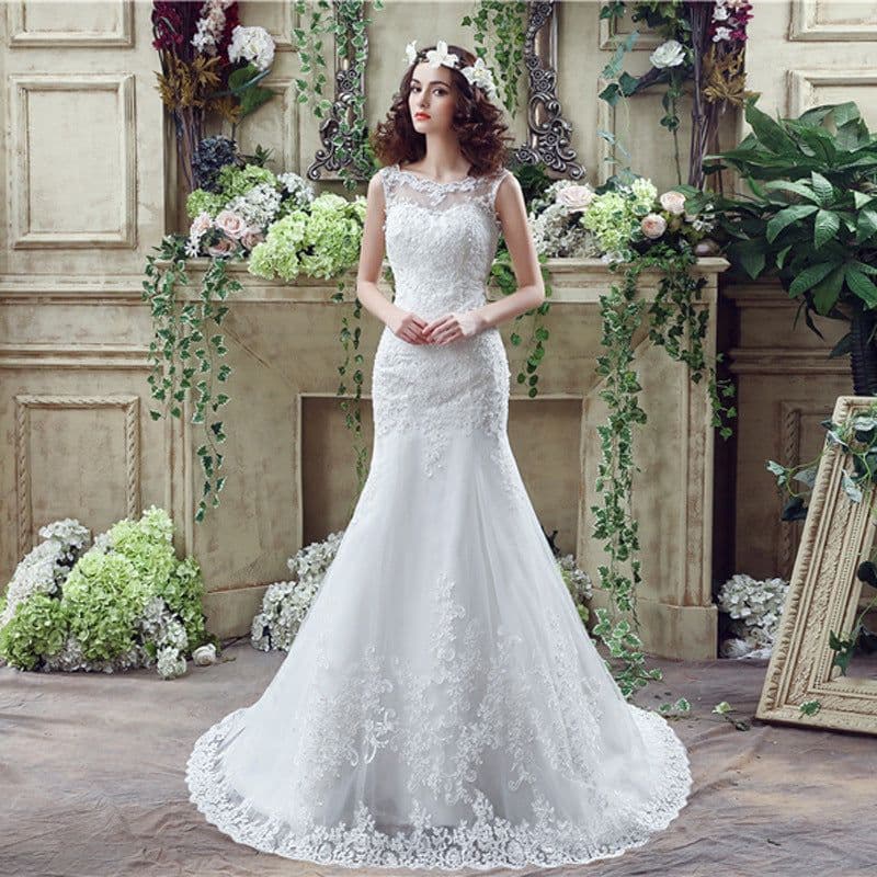 image-Bride Trailing Wedding Dress sexy Lace Mermaid Wedding DressW