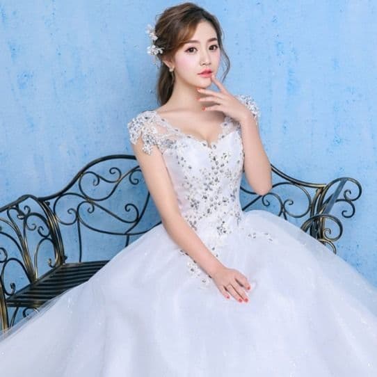 image-Luxury Wedding Dress With Fat Diamonds Embellished Summer And Spring One-shoulder Wedding Dress