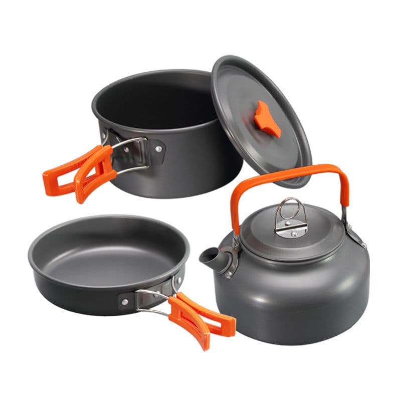 image-Outdoor Camping 2-3 Person Pot And Teapot Combo Hard Alumina Pot Portable Camping Pot Combo