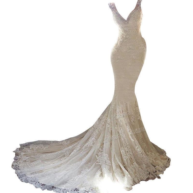 image-Sexy Halter Brigade Shooting Seaside Beach Location Mermaid Tail Light Wedding Dress