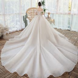 image-One-Shoulder Main Wedding Dress New Temperament Forest Super Fairy Dream Little Bride Han Trailing Starry Sky