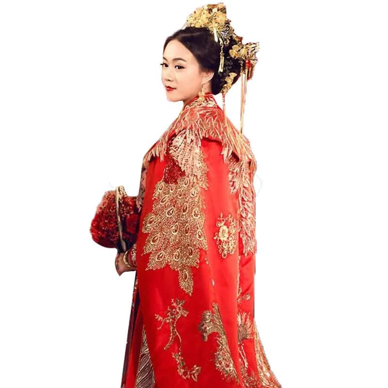 image-Ancient Xiuhe Dress Tailing Big Cloak Wind Chinese Wedding Dress Women