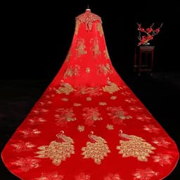 image-Ancient Xiuhe Dress Tailing Big Cloak Wind Chinese Wedding Dress Women