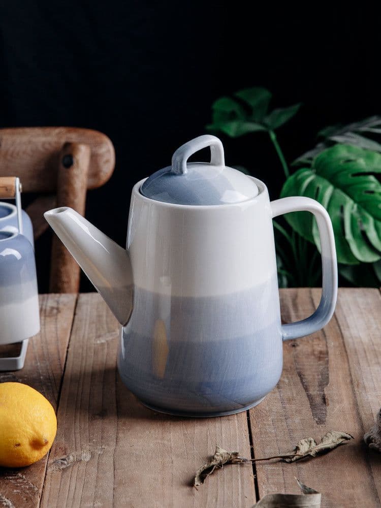 image-Nordic Household Cold Kettle Ceramic Large Capacity Cool Kettle Single Kettle High Temperature Resistant Cool White Kettle Large Teapot