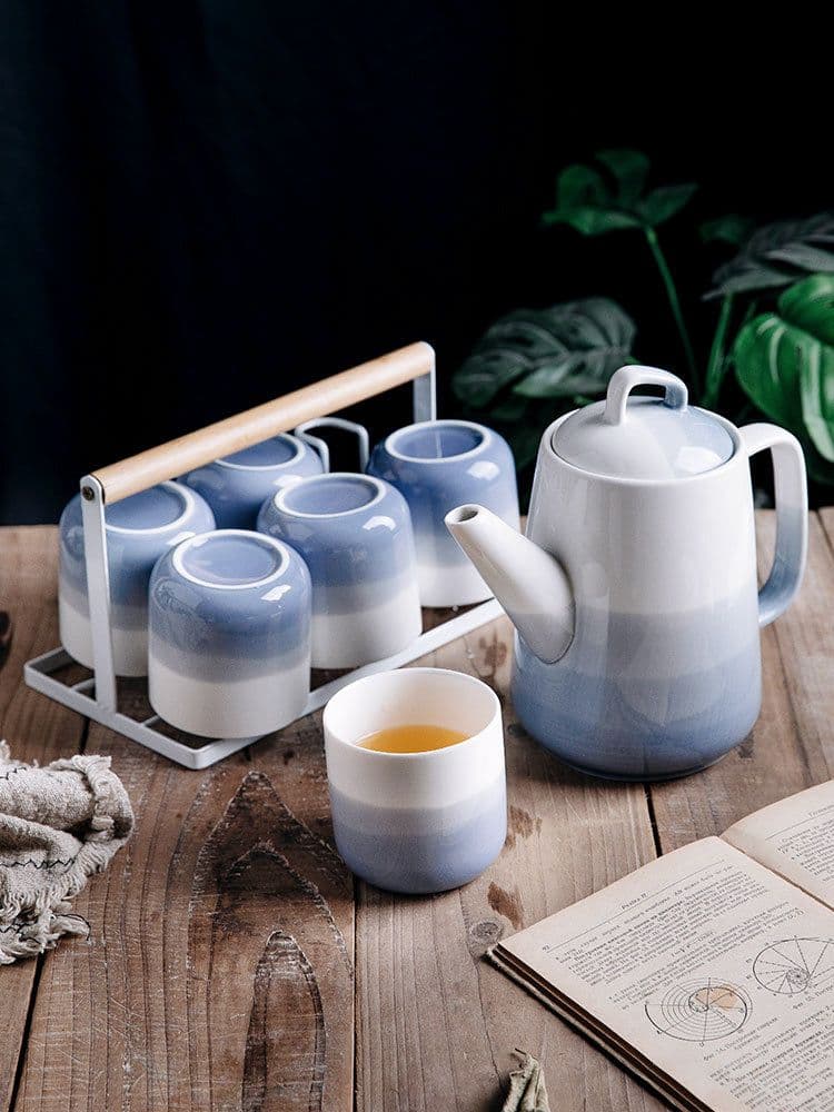 image-Nordic Household Cold Kettle Ceramic Large Capacity Cool Kettle Single Kettle High Temperature Resistant Cool White Kettle Large Teapot