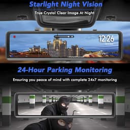 image-Streaming Media Car DVR Loop Recording Front And Rear Lens 1080P2K 12 Inch LCD Display Black Night Vision Full Touch Screen