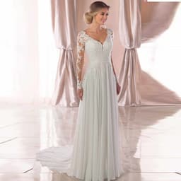 image-Sexy Backless Deep V-neck Wedding Dress Women White Evening Dress