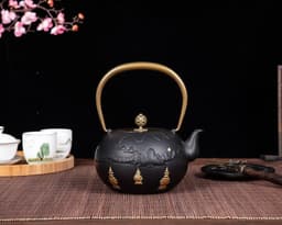image-Particle Cast Iron Kettle Handmade Uncoated Kettle Kung Fu Tea Set