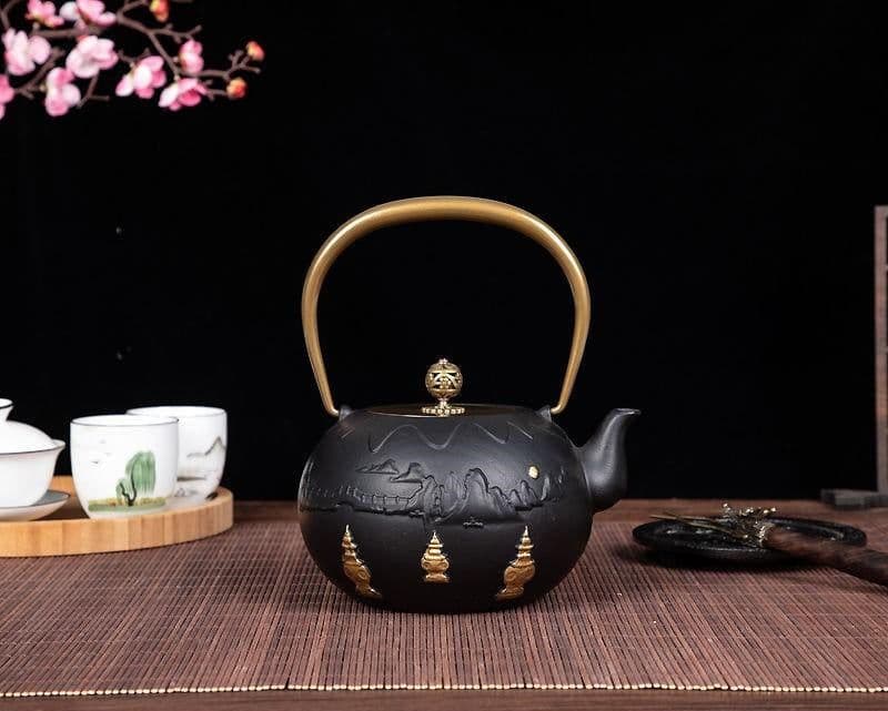 image-Particle Cast Iron Kettle Handmade Uncoated Kettle Kung Fu Tea Set