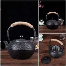 image-Particle Cast Iron Kettle Handmade Uncoated Kettle Kung Fu Tea Set