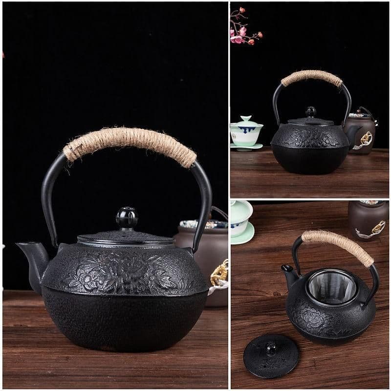 image-Particle Cast Iron Kettle Handmade Uncoated Kettle Kung Fu Tea Set
