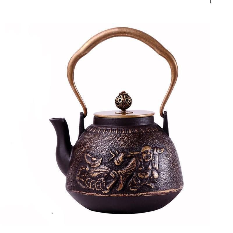 image-Particle Cast Iron Kettle Handmade Uncoated Kettle Kung Fu Tea Set