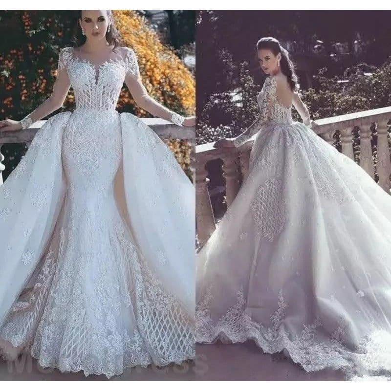 image-Africa Mermaid Wedding Dresses Long Sleeves Bridal Gowns