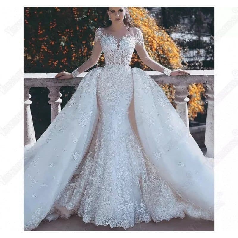 image-Africa Mermaid Wedding Dresses Long Sleeves Bridal Gowns